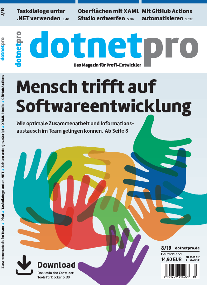 dotnetpro 08/2019, Cover